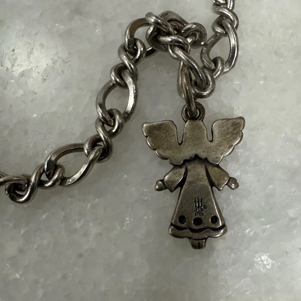 James Avery 925 Sterling Silver Charm Bracelet 2 Charms Adorned Angel And "A" - Picture 2 of 7